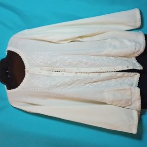 Jenny Off White Button Down Sweater With Embroidery. 1X